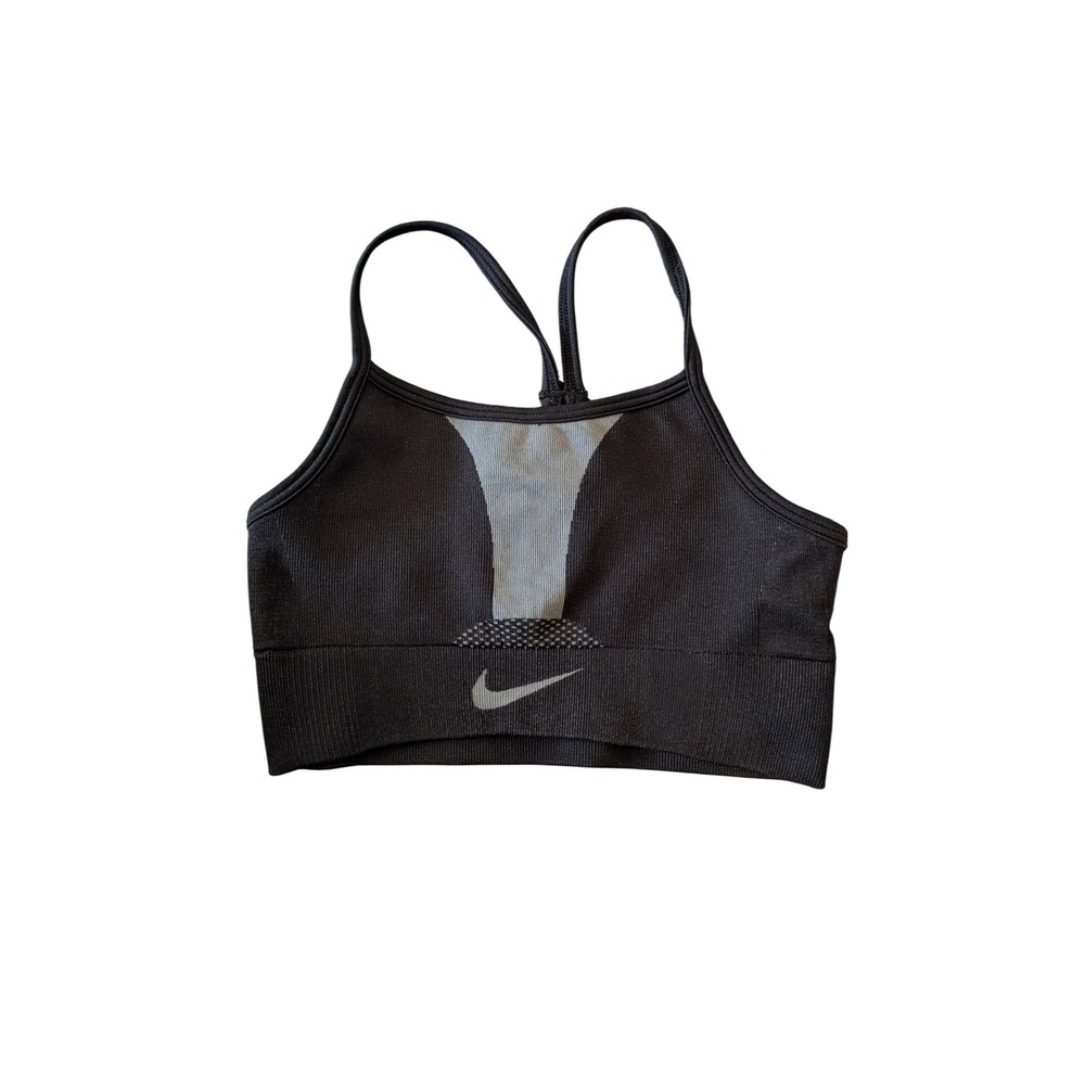 Nike Dri-FIT Girls Black Seamless Racerback Sports Bra Medium Athleisure